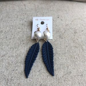 Blue feather earrings